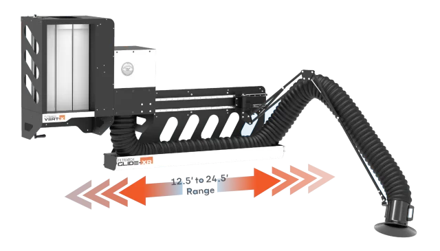 vert-x fume extraction system by filtrabox with slide rail