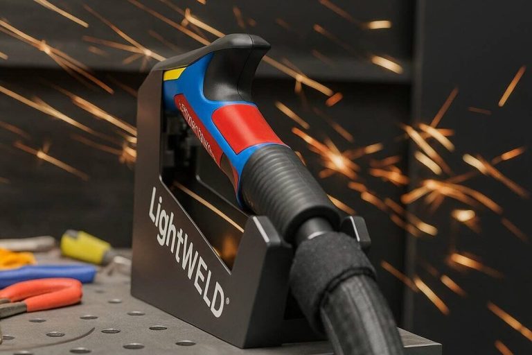 lightweld gun showered in sparks
